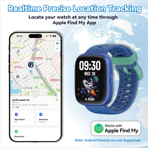 EURANS Fitness Tracker Watch Compatible with Apple Find My, No APP/Phone Required Pedometer Watches for Kids, Heart Rate Monitor Calories Step Counter Waterproof Gifts for Boys Girls Ages 5-12 - Image 3