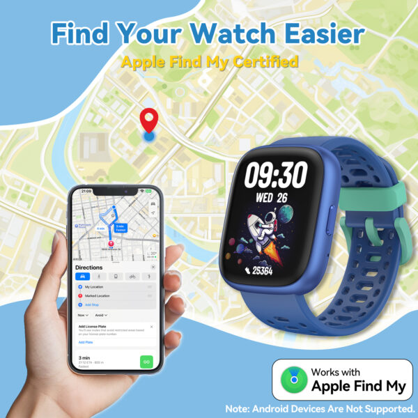 EURANS Fitness Tracker Watch Compatible with Apple Find My, No APP/Phone Required Pedometer Watches for Kids, Heart Rate Monitor Calories Step Counter Waterproof Gifts for Boys Girls Ages 5-12 - Image 5